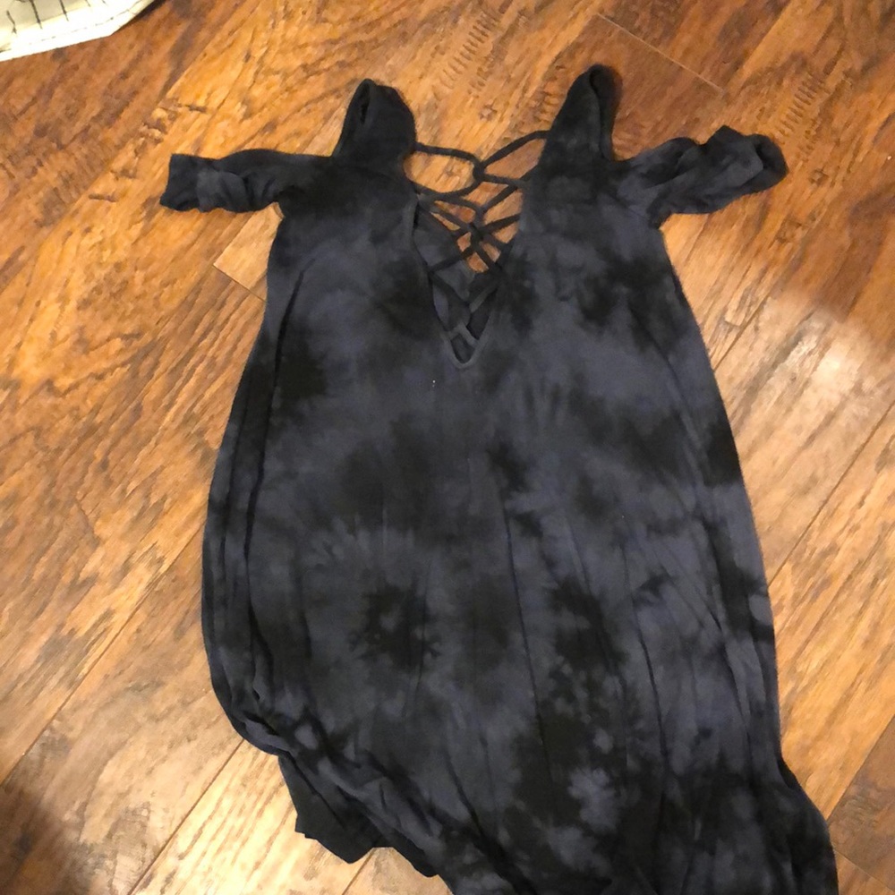 Tie dye cold shoulder dress